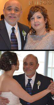Wedding Officiant Rene Luevano with his wife and daughter at her wedding